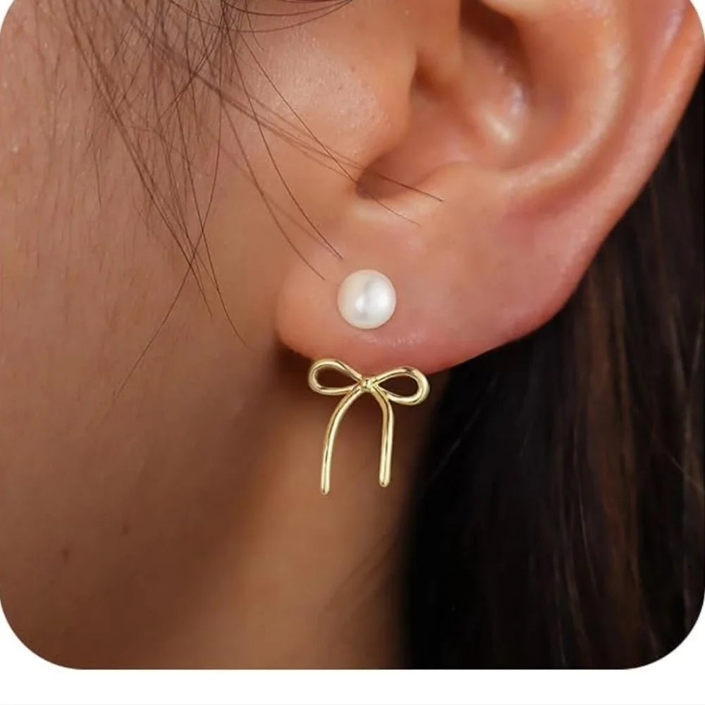Elegant Gold Bow Earrings